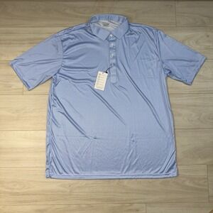 NWT Collars and Co Dress Collar Relaxed Polo Shirt Men XXXL Blue‎ Houndstooth